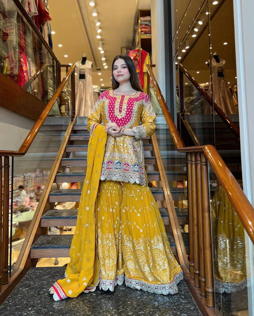 Neo-Classic Mustard Contrast-Yoke Suit